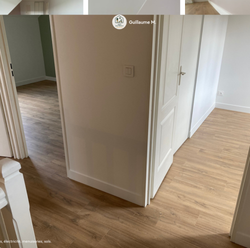 Réfection complète de 4 chambres: Enduits, peintures, électricité, menuiseries, sols.